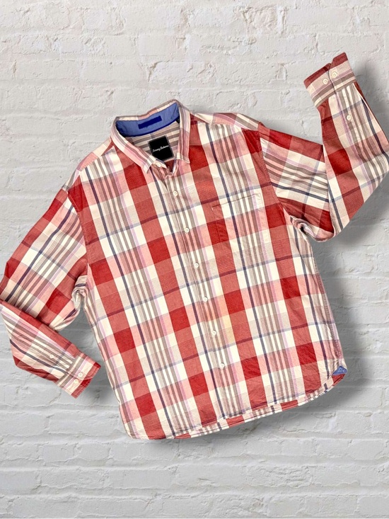 Tommy Bahama Other - Tommy Bahama Men’s XL Plaid Long Sleeve Button Down Shirt Cotton Silk Blend Red